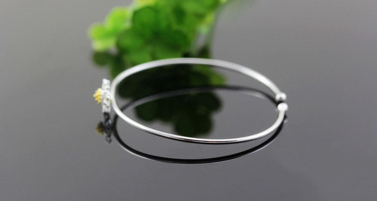 100% Sterling Silver Daisy Bangle