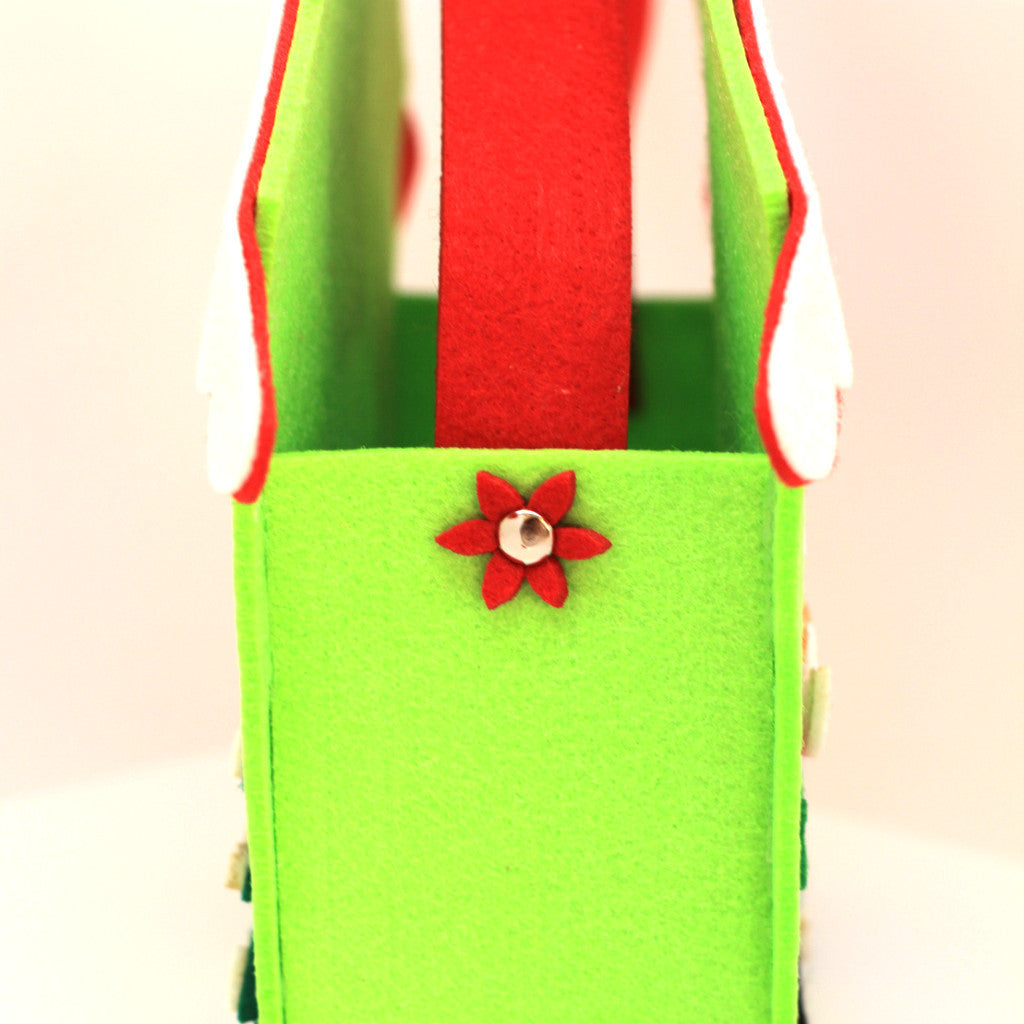 Handmade Green Wool Felt Christmas Bag