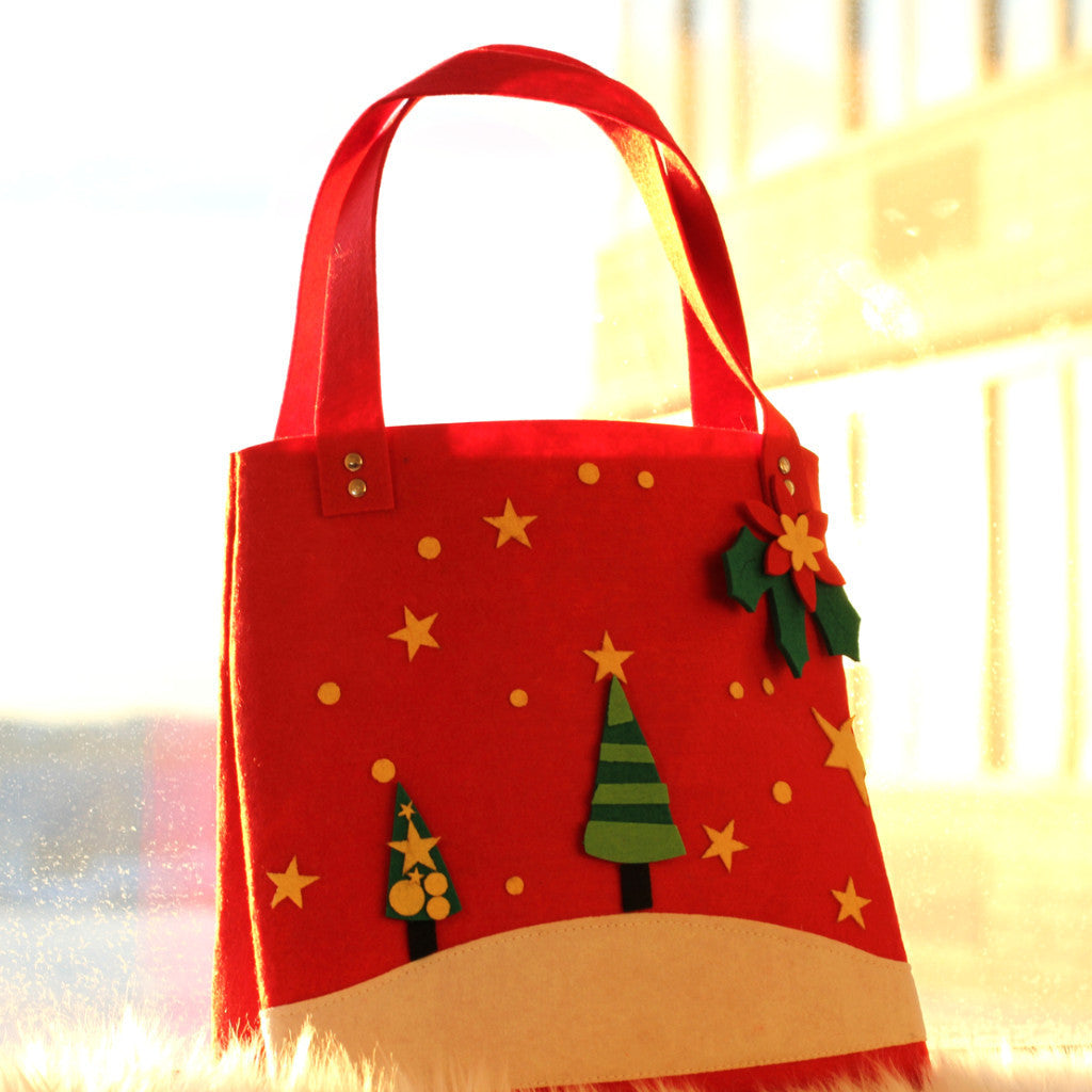 Handmade Wool Felt Christmas Shopper Gift Bag