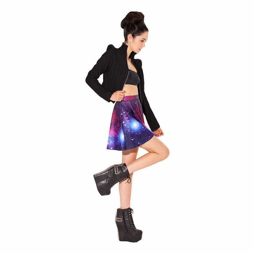 Galaxy Print Skater Skirt