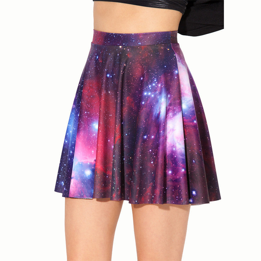 Galaxy Print Skater Skirt