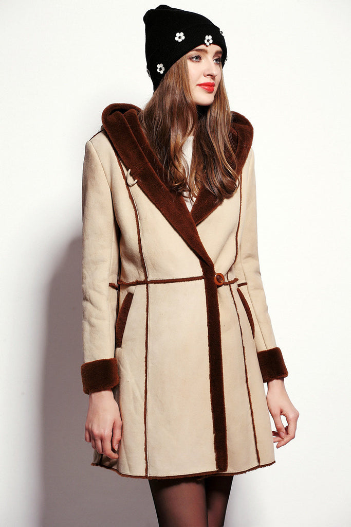 Hooded Shearling Coat