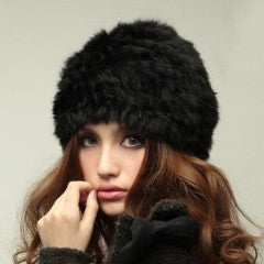 Knitted Rabbit Fur Hat