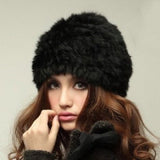 Knitted Rabbit Fur Hat