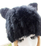 Fur Knit Hat With Ears