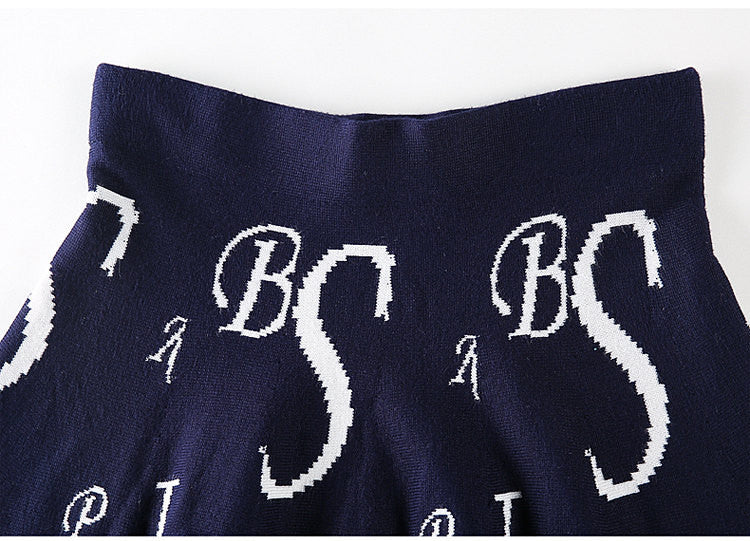 Letter Print Knit Sweater Set