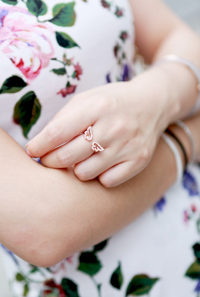 Angel Wings Crystal Ring