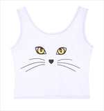 Crop tank top with cat print