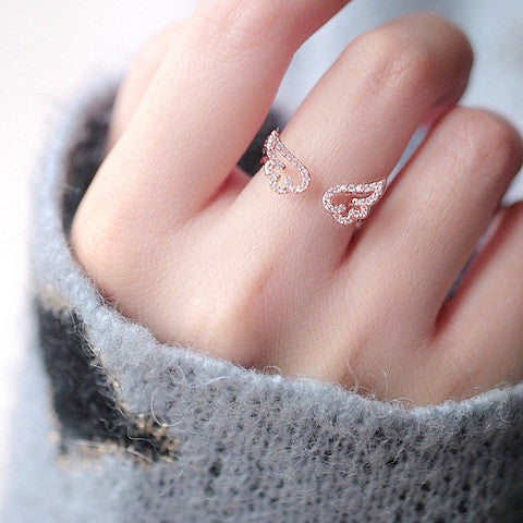 Angel Wings Crystal Ring