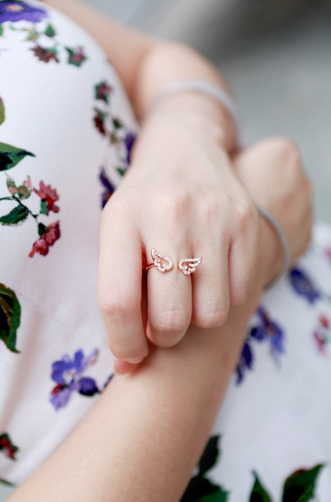 Angel Wings Crystal Ring