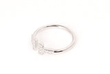 100% Silver T-square ring open-end rings with crystals