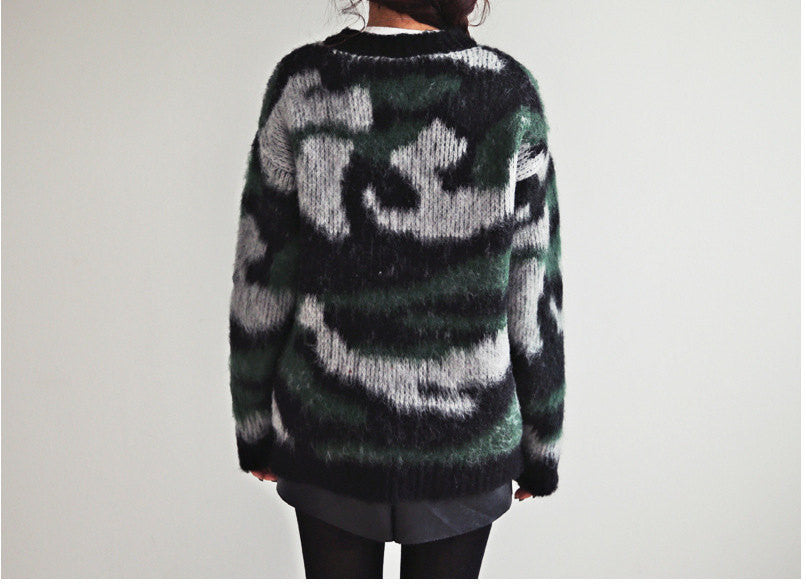 Camouflage oversized sweater