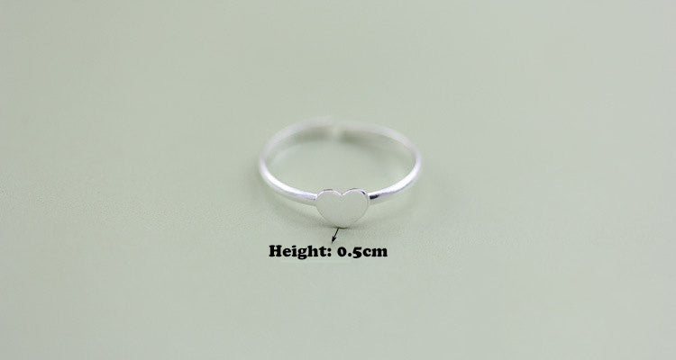 100% Silver Sterling Heart Pinky ring