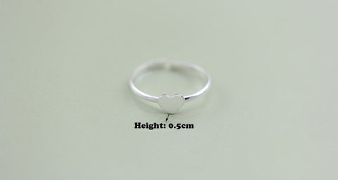 100% Silver Sterling Heart Pinky ring