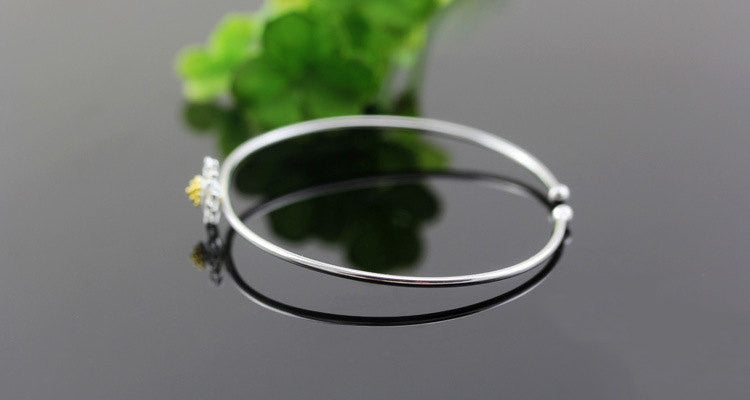 100% Sterling Silver Daisy Bangle