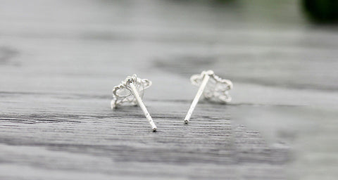 100% Silver Wired Sterling Star Studs Earrings