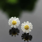 100% Silver Sterling Daisy Earrings Studs